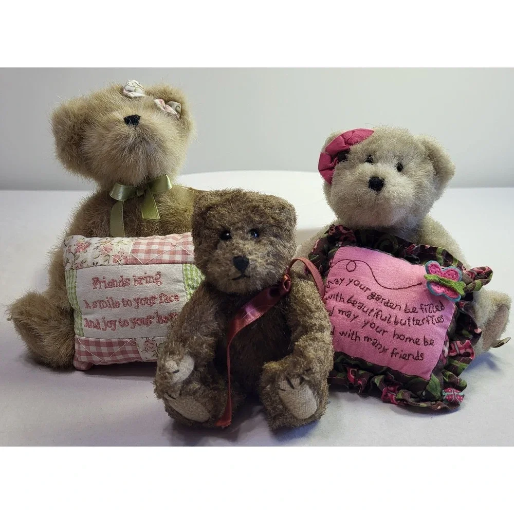 Vintage Boyd's Bear Plush Lot Of 3 Friendship Pillow Sayings Ida Goodfriend Tag